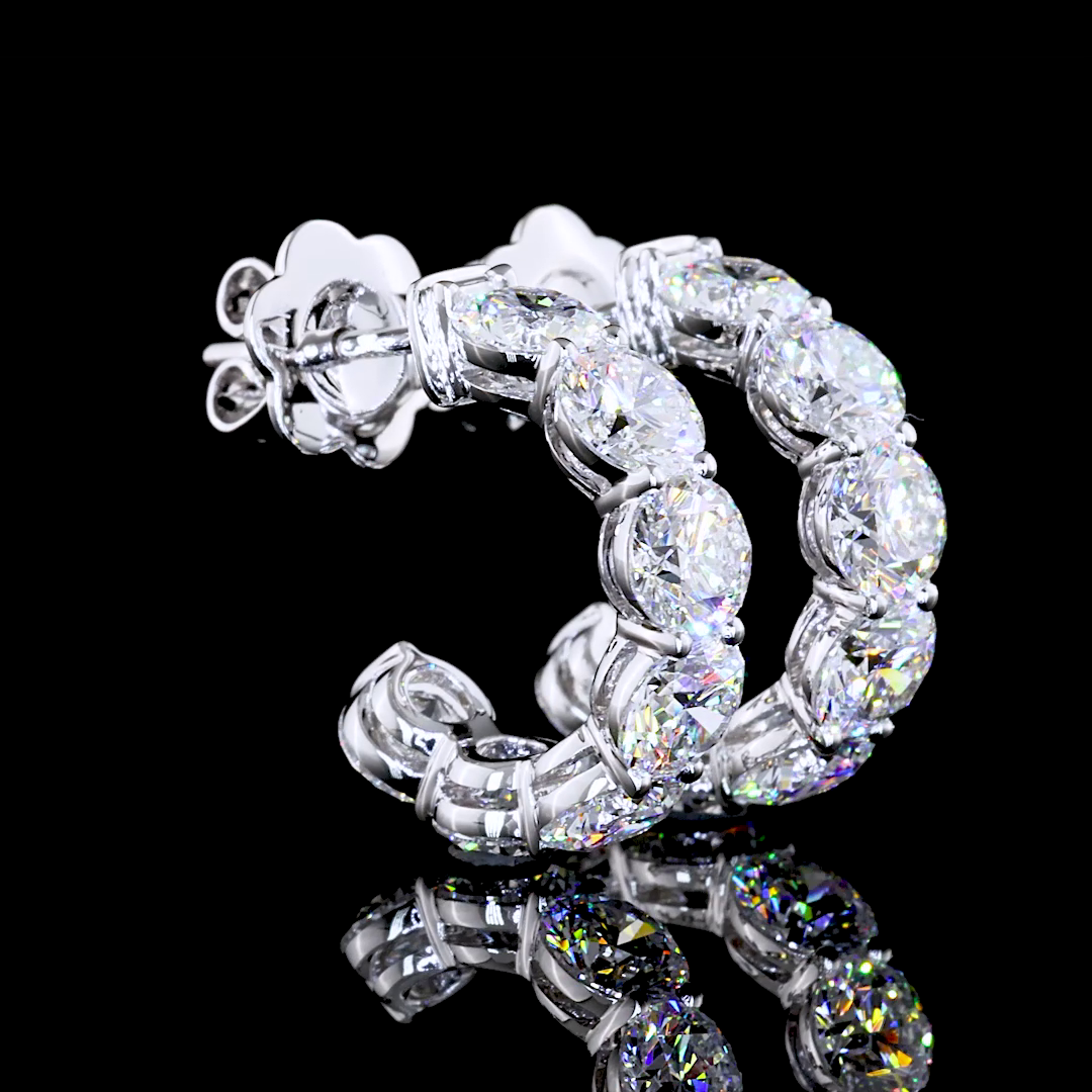 4-1/2ctw Prong Round C Hoop Earrings