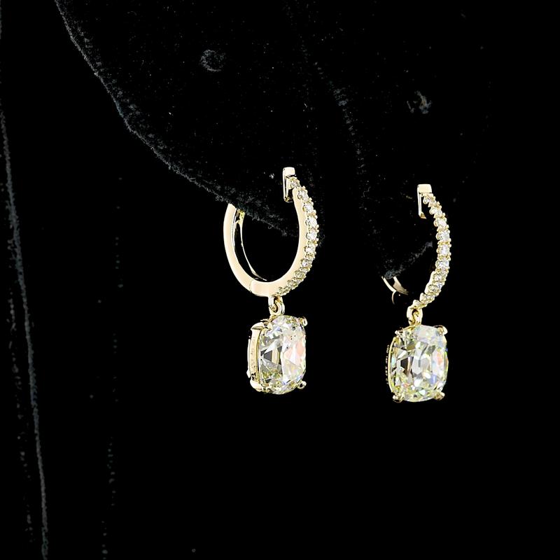 3-1/2ctw Prong East West Cushion & Round Drop Earrings