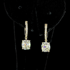 3-1/2ctw Prong East West Cushion & Round Drop Earrings