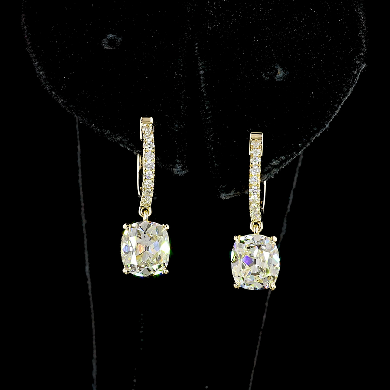 3-1/2ctw Prong East West Cushion & Round Drop Earrings