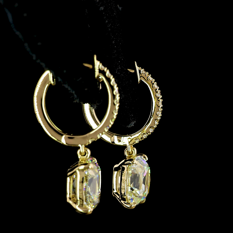 3-1/2ctw Prong East West Cushion & Round Drop Earrings
