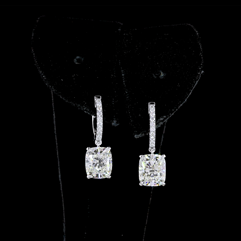 5ctw Prong East West Cushion Drop Earrings