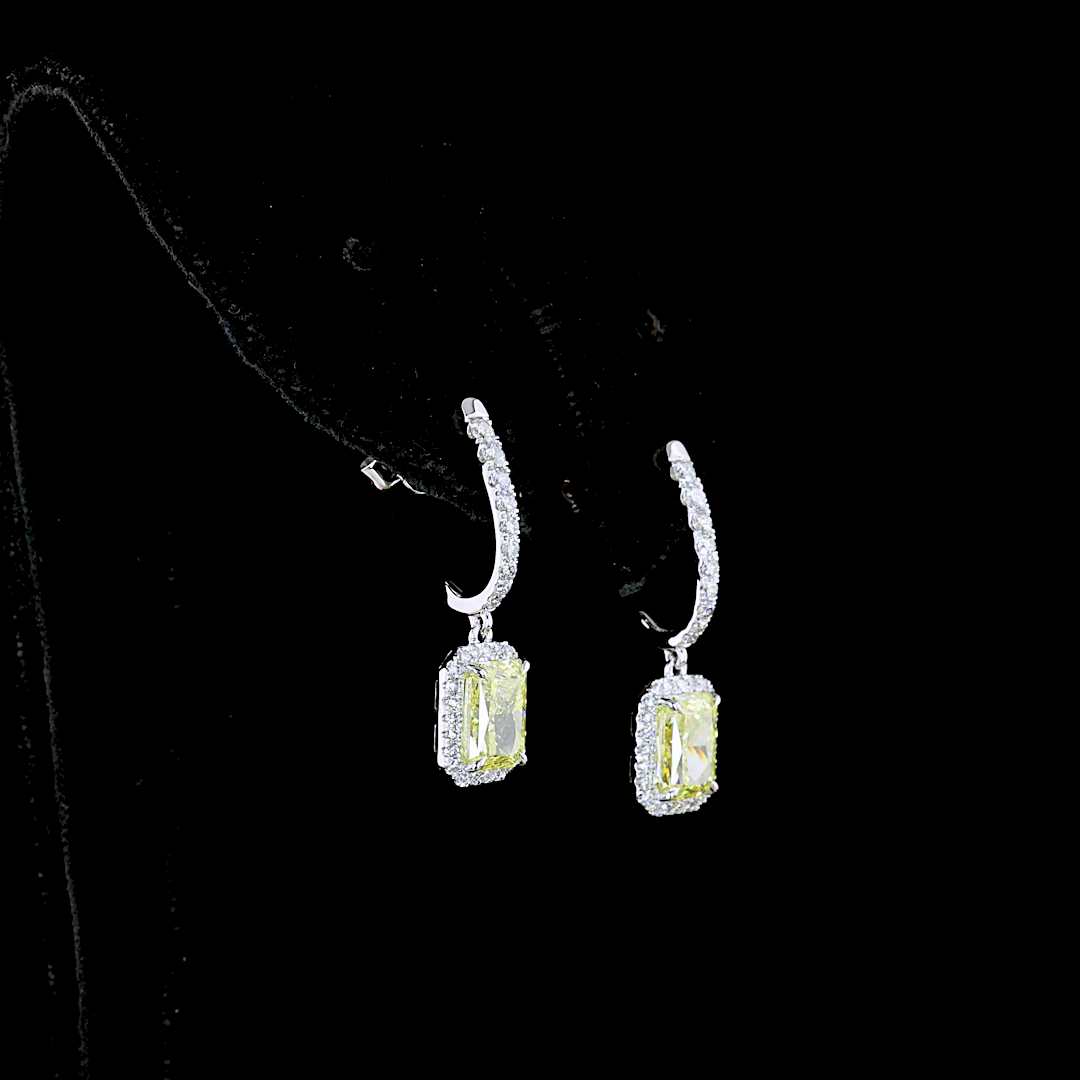 2-1/2ctw Prong Radiant & Round Hanging Earrings