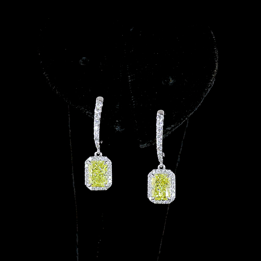 2-1/2ctw Prong Radiant & Round Drop Earrings