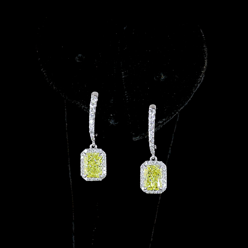 2-1/2ctw Prong Radiant & Round Drop Earrings