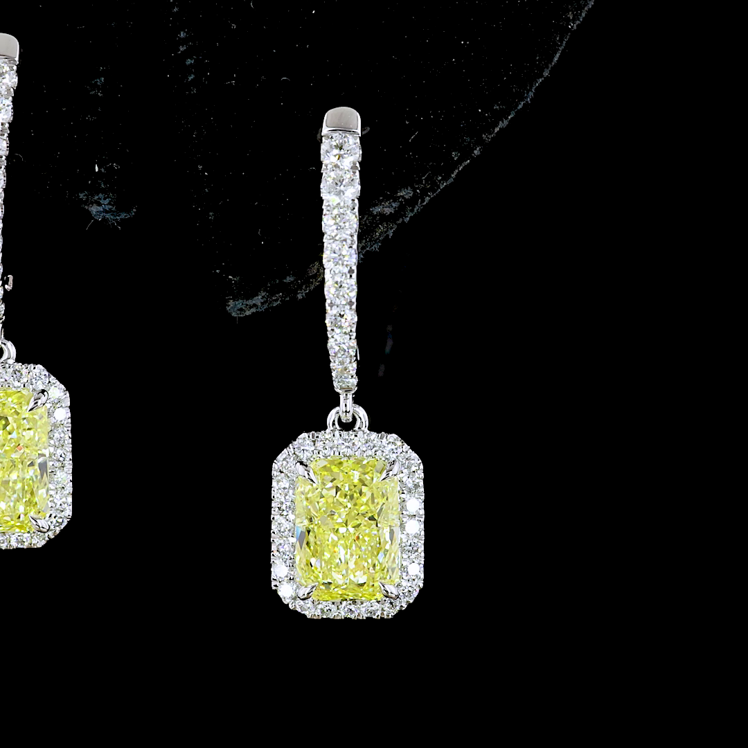 2-1/2ctw Prong Radiant & Round Hanging Earrings