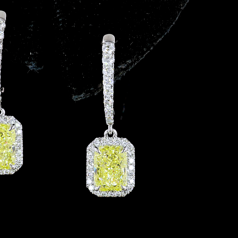 2-1/2ctw Prong Radiant & Round Hanging Earrings