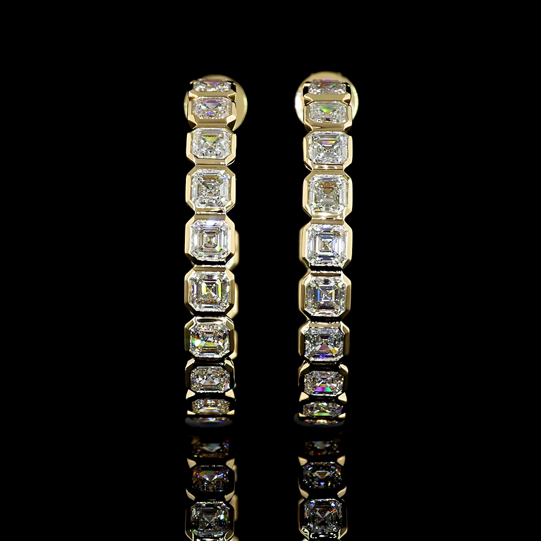 4-1/2ctw Bezel Asscher C Hoop Earrings