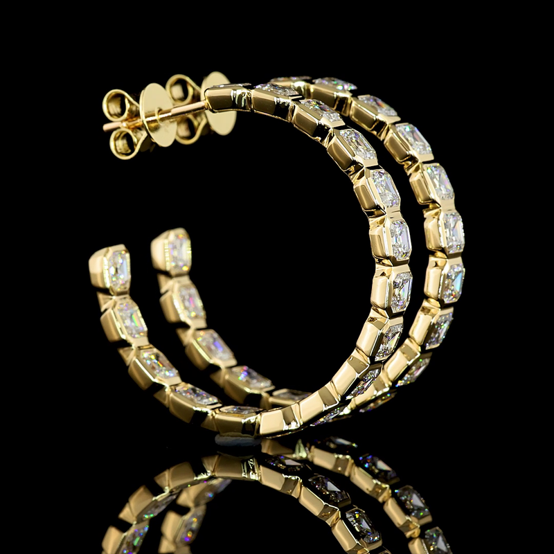 4-1/2ctw Bezel Asscher C Hoop Earrings