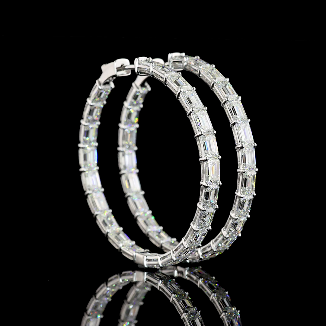 12ctw Prong Emerald Hoop Earrings