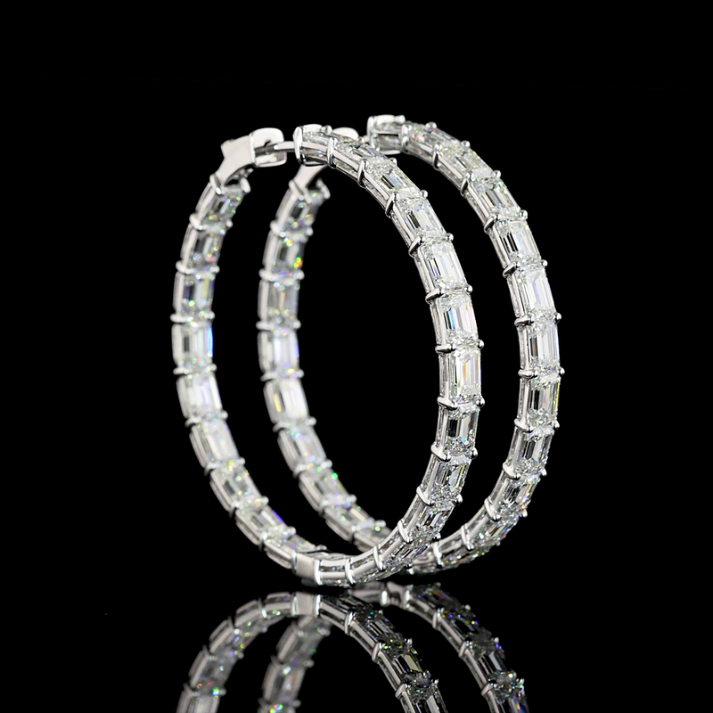 12ctw Prong Emerald Hoop Earrings