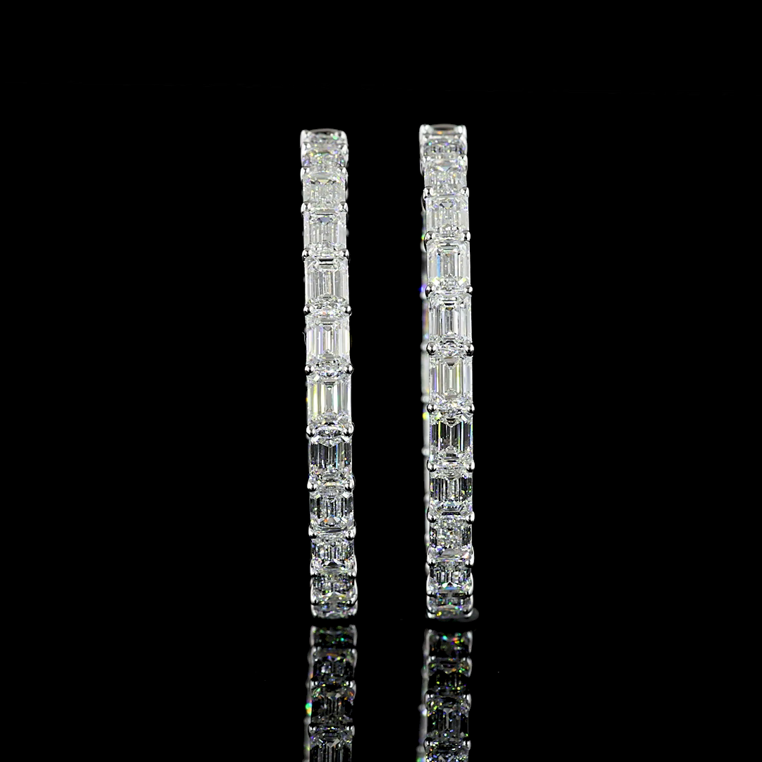 12ctw Prong Emerald Hoop Earrings