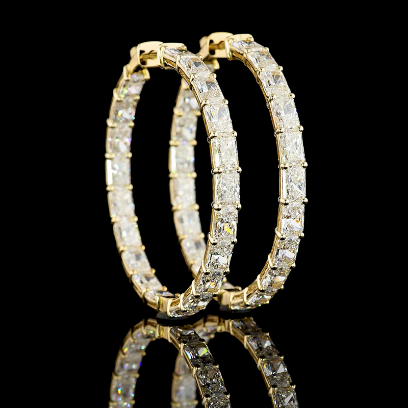 12ctw Prong Radiant Hoop Earrings