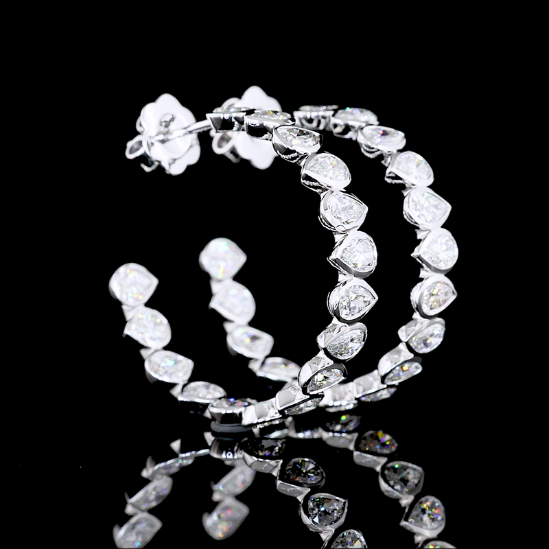 4-1/2ctw Bezel East West Pear C Hoop Earrings