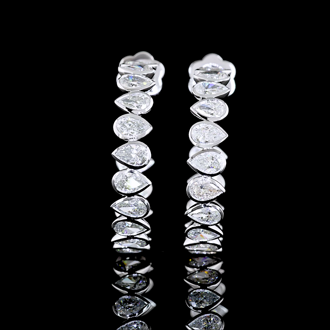 4-1/2ctw Bezel East West Pear C Hoop Earrings