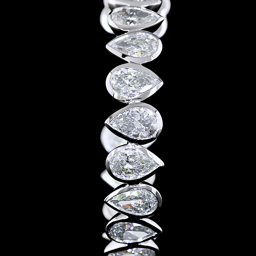 4-1/2ctw Bezel East West Pear C Hoop Earrings