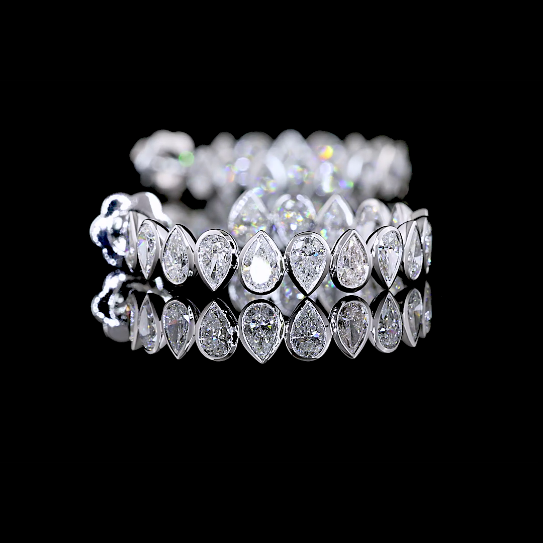 4-1/2ctw Bezel East West Pear C Hoop Earrings