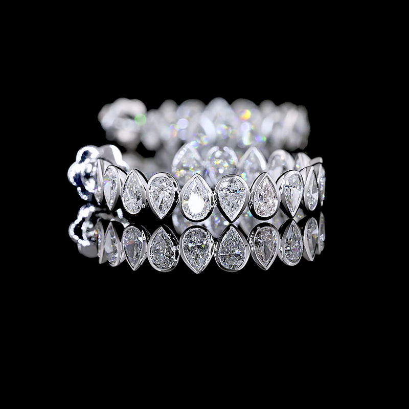 4-1/2ctw Bezel East West Pear C Hoop Earrings