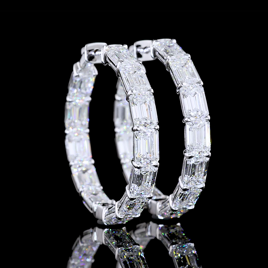 14ctw Prong Emerald Hoop Earrings