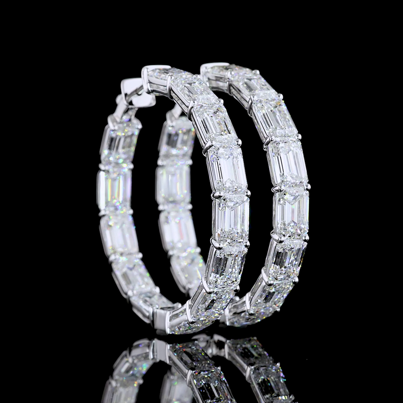 26ctw Prong Emerald Hoop Earrings