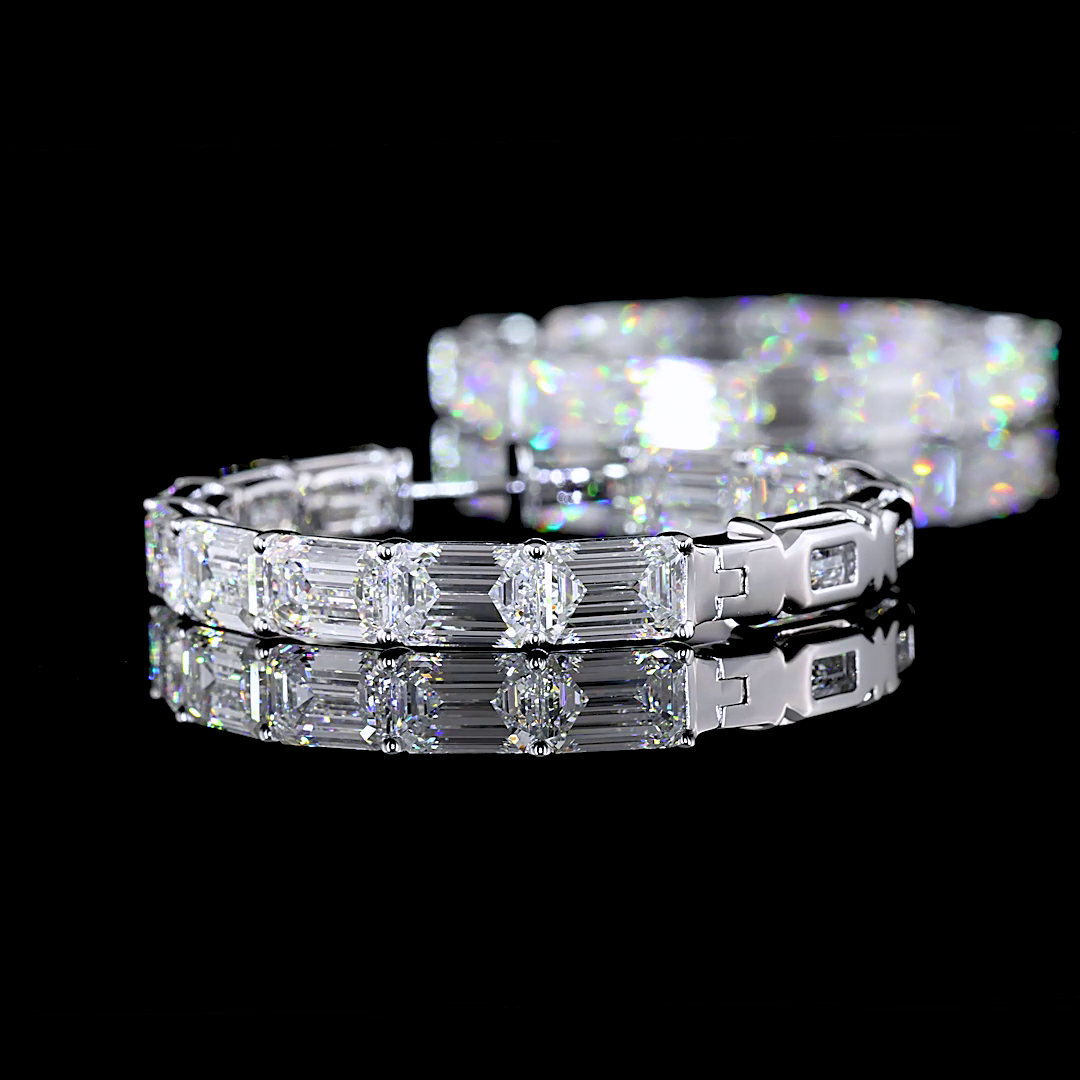 26ctw Prong Emerald Hoop Earrings