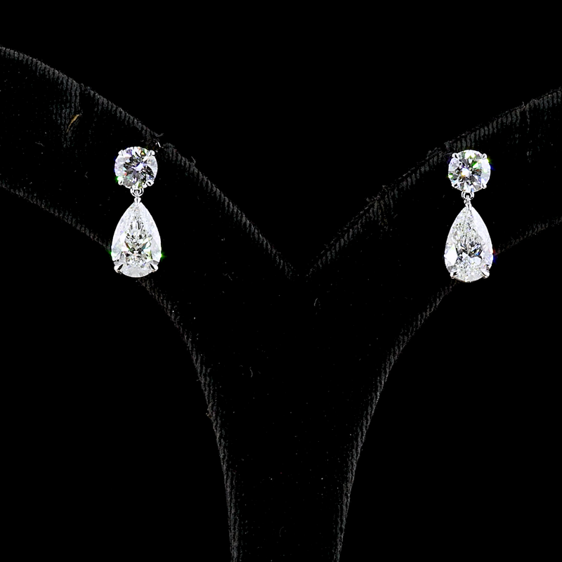 5ctw Prong Round & Pear Hanging Earrings