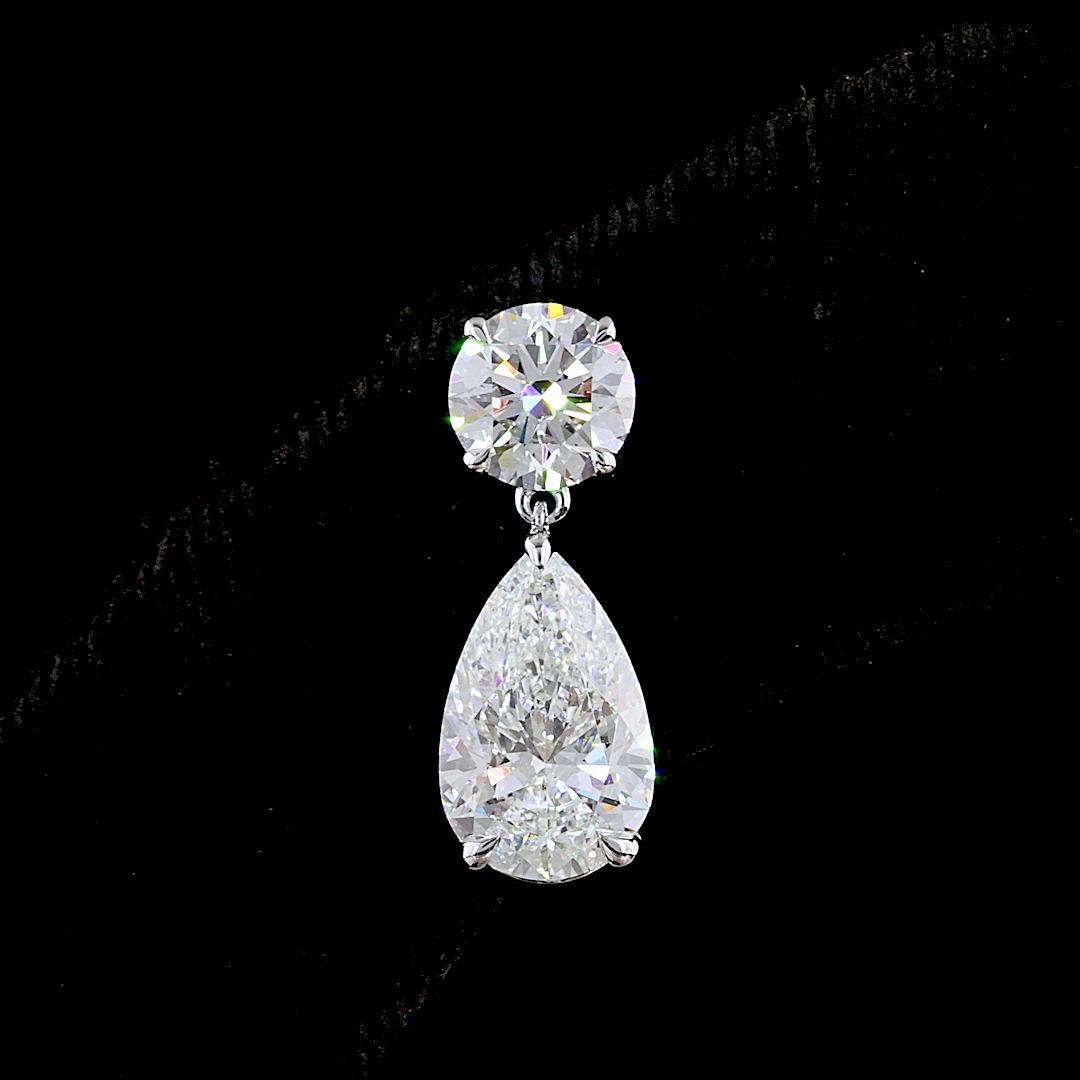 5ctw Prong Round & Pear Drop Earrings