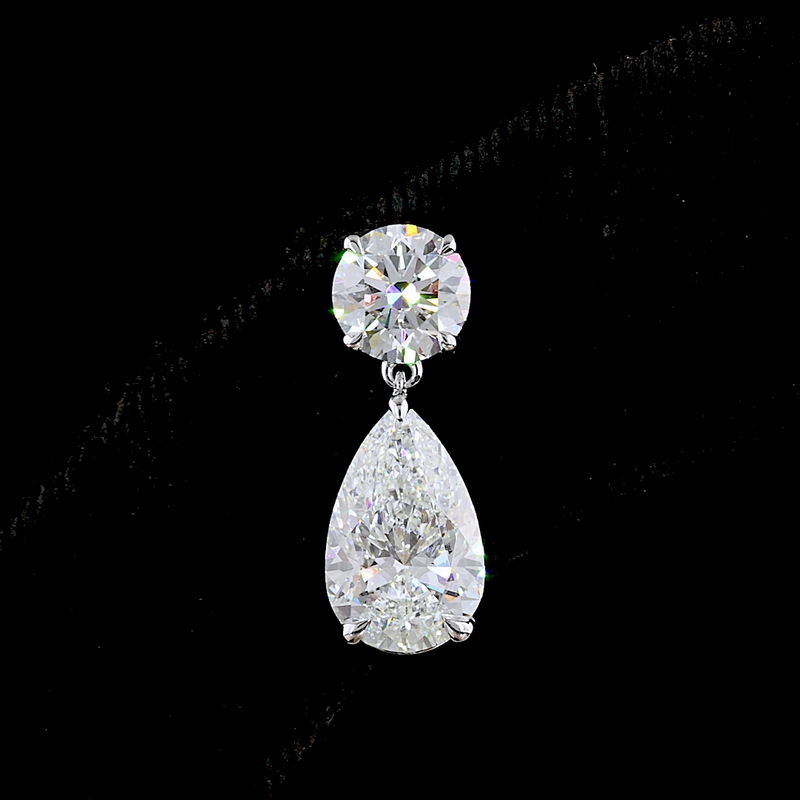 5ctw Prong Round & Pear Drop Earrings