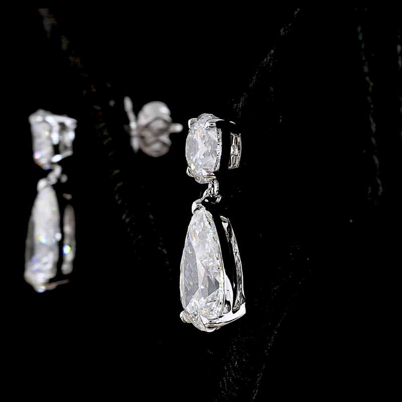 5ctw Prong Round & Pear Hanging Earrings