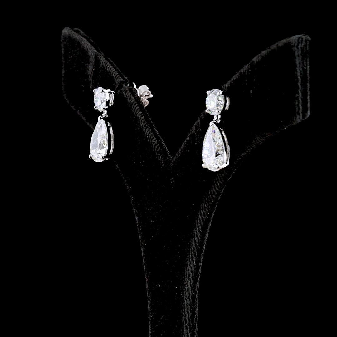 5ctw Prong Round & Pear Hanging Earrings
