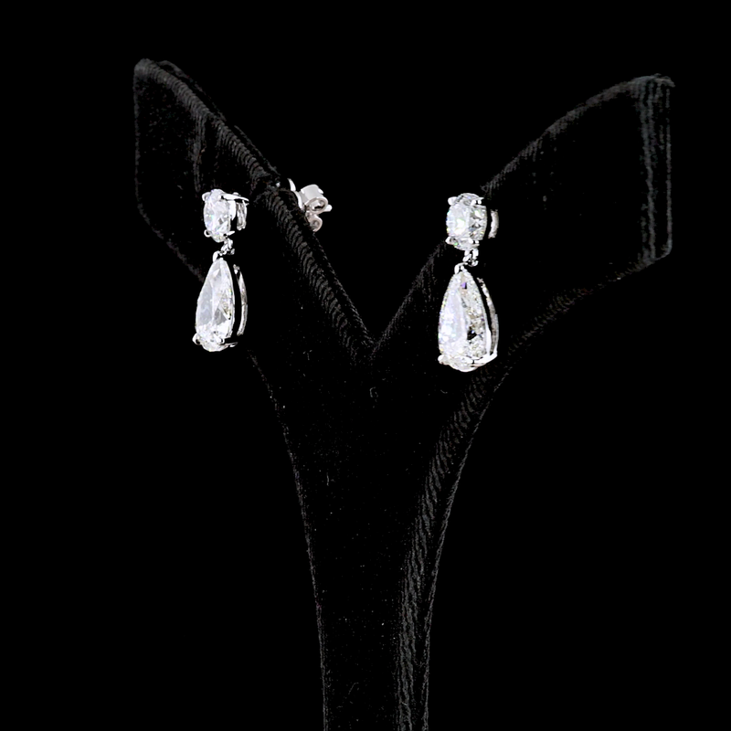 5ctw Prong Round & Pear Hanging Earrings