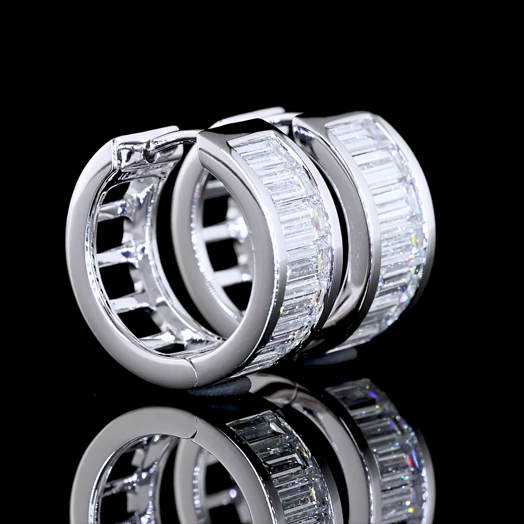 1-3/4ctw Channel East West Baguette Huggie Earrings