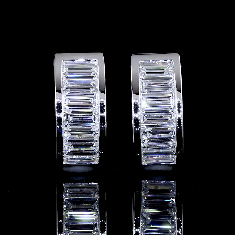 1-3/4ctw Channel East West Baguette Huggie Earrings