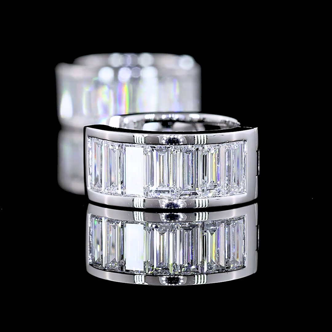 1-3/4ctw Channel East West Baguette Huggie Earrings