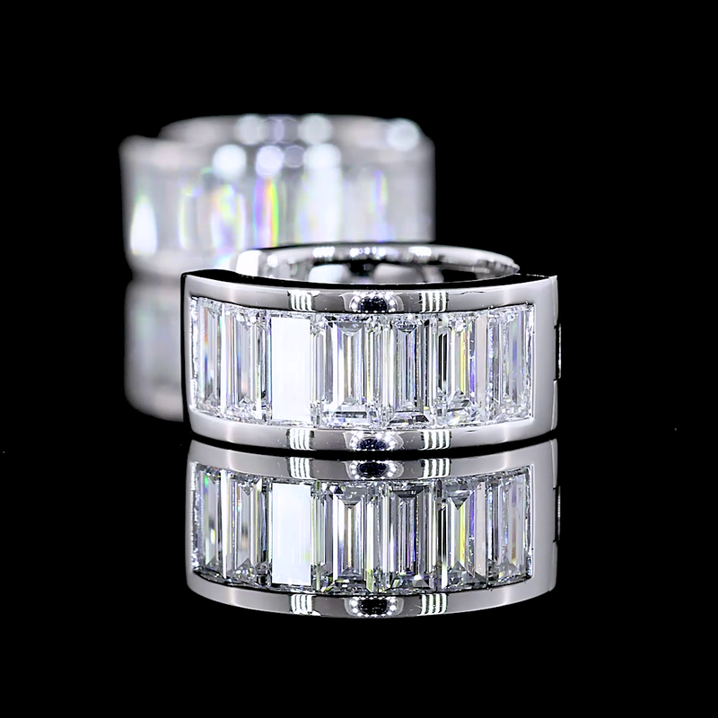 1-3/4ctw Channel East West Baguette Huggie Earrings