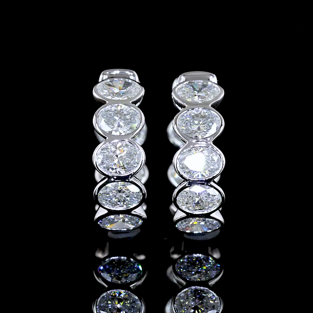 3-3/4ctw Bezel East West Oval Huggie Earrings