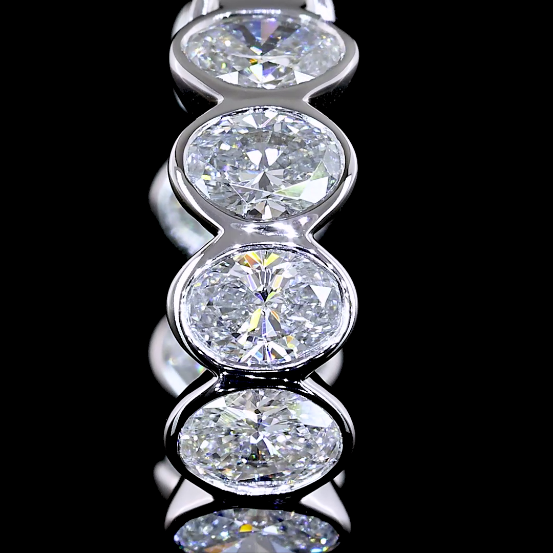 3-3/4ctw Bezel East West Oval Huggie Earrings