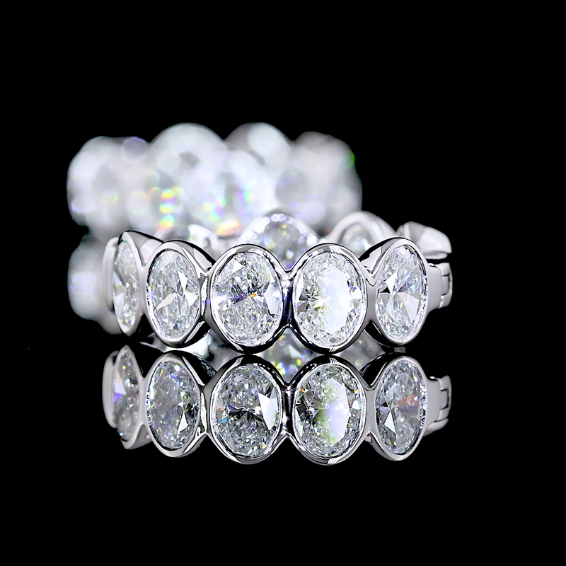 3-3/4ctw Bezel East West Oval Huggie Earrings
