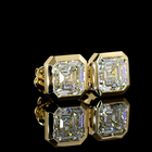 12ctw Bezel Asscher Stud Earrings