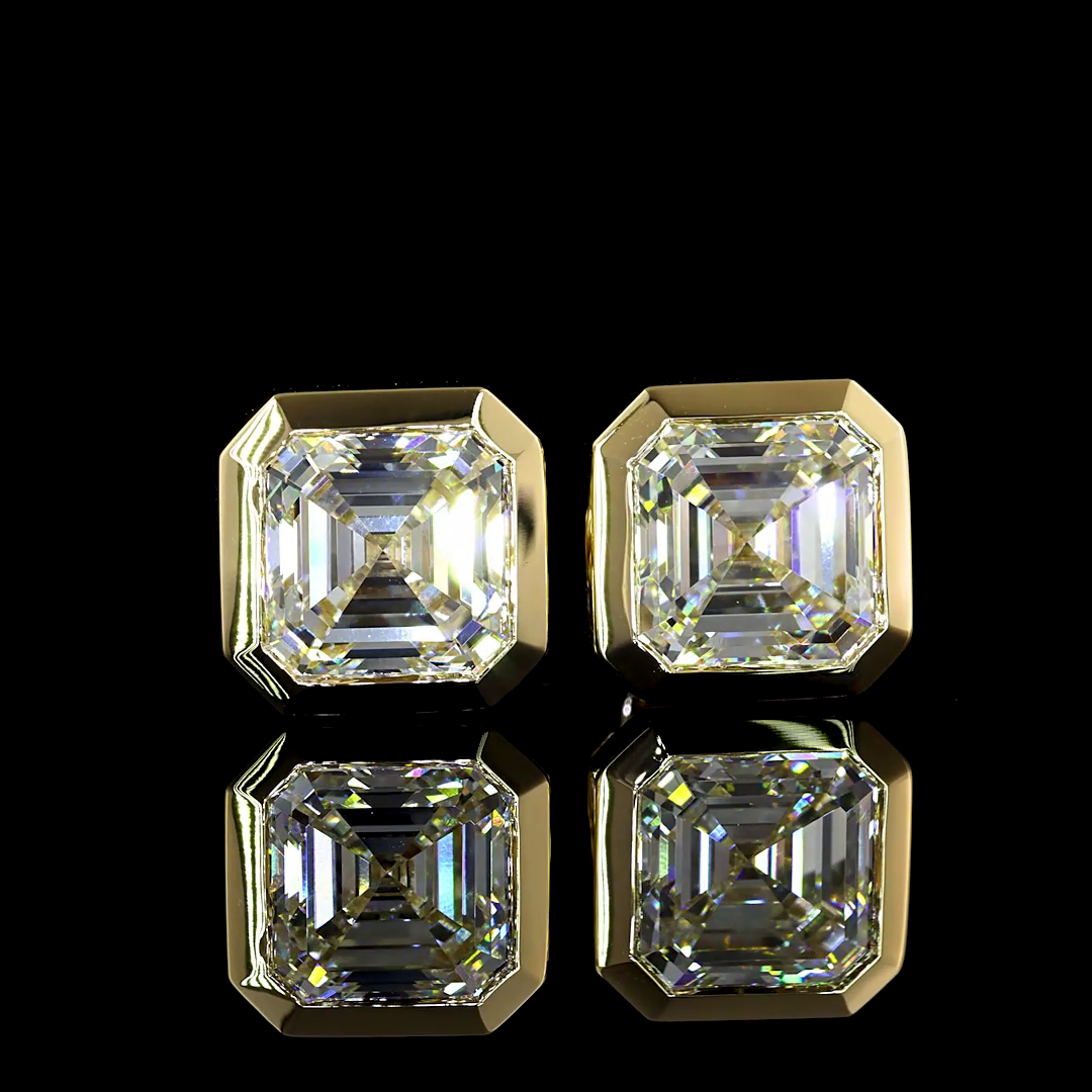 12ctw Bezel Asscher Stud Earrings