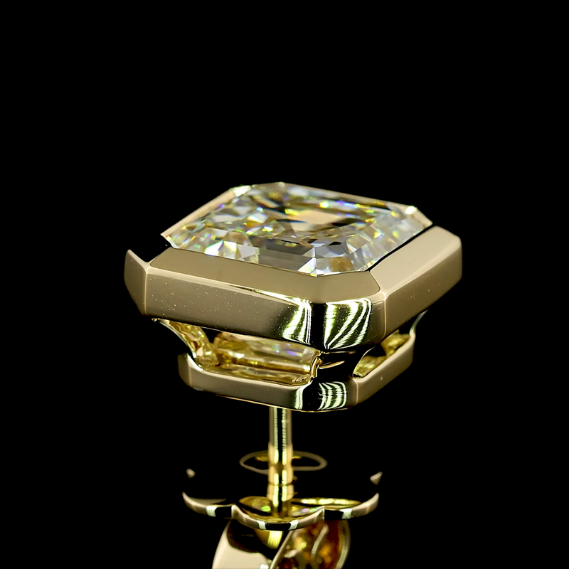 12ctw Bezel Asscher Stud Earrings