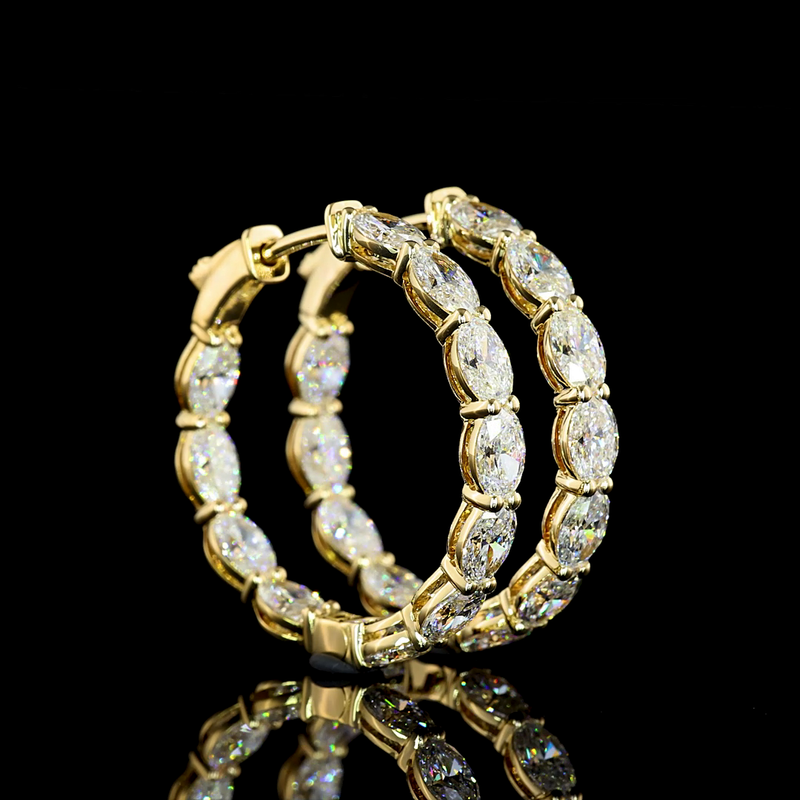 4-1/2ctw Prong Oval Hoop Earrings