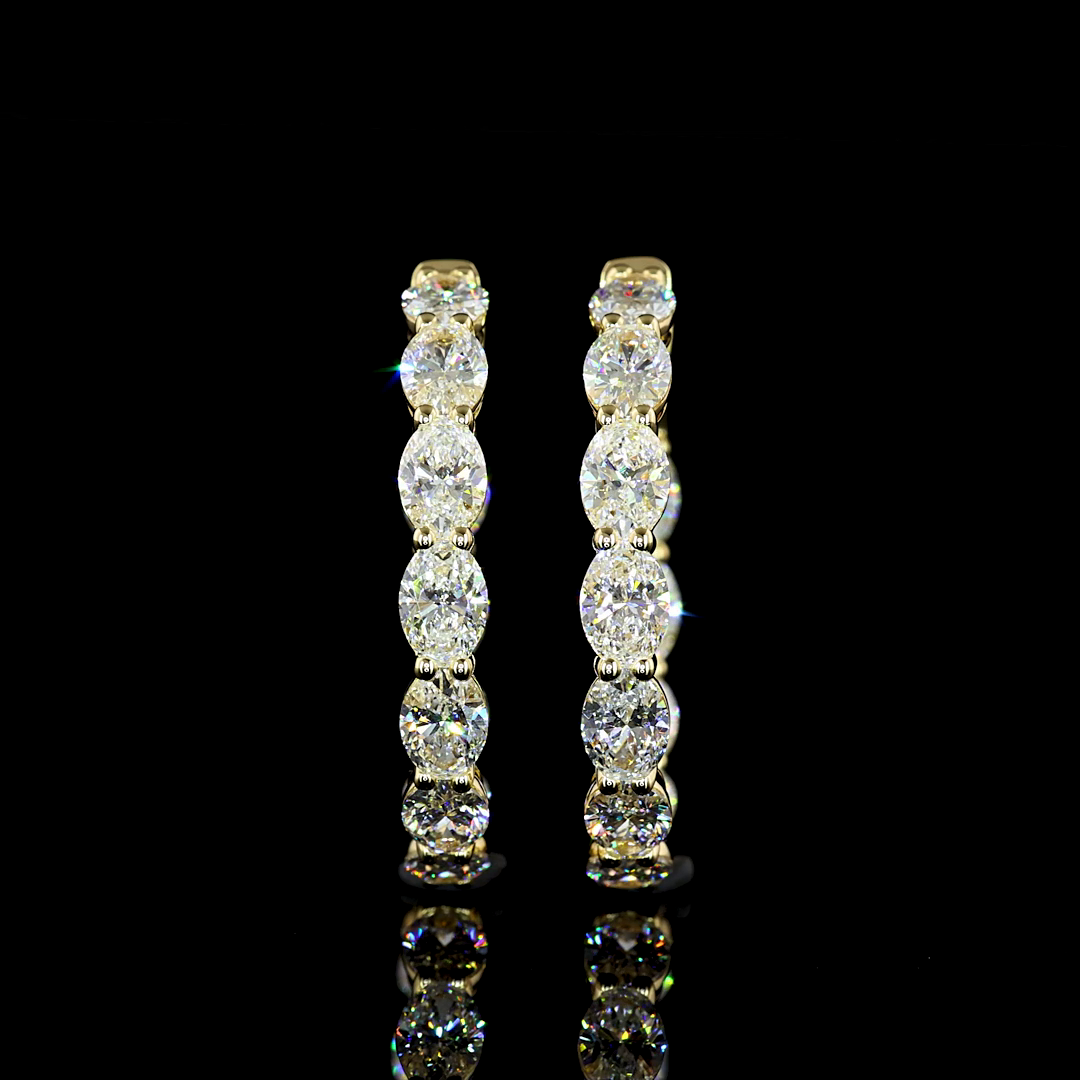 4-1/2ctw Prong Oval Hoop Earrings