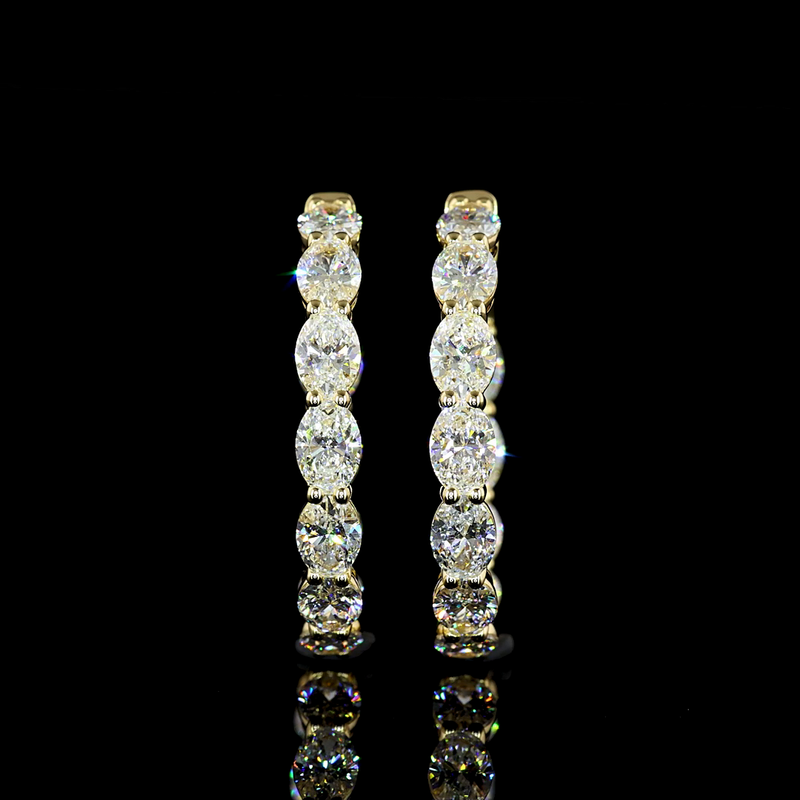4-1/2ctw Prong Oval Hoop Earrings