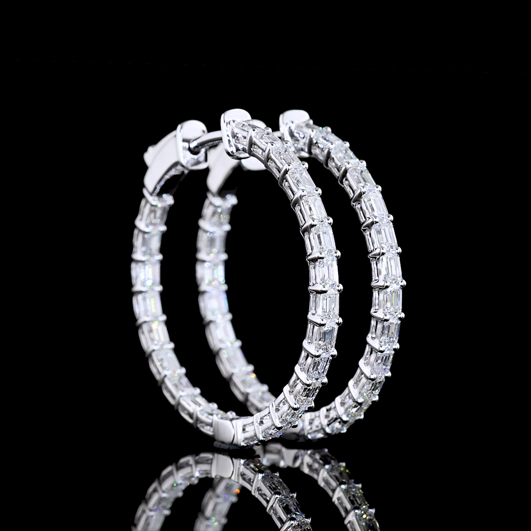 1-3/4ctw Prong Emerald Hoop Earrings