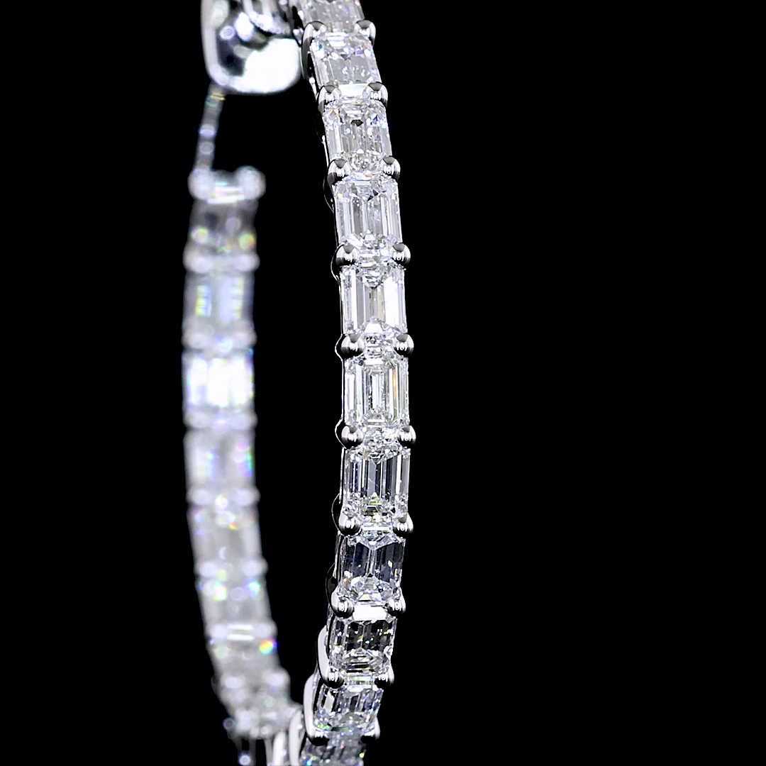 1-3/4ctw Prong Emerald Hoop Earrings