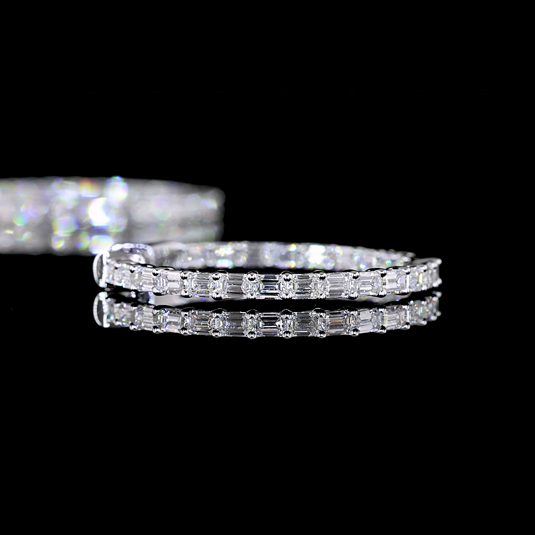 1-3/4ctw Prong Emerald Hoop Earrings