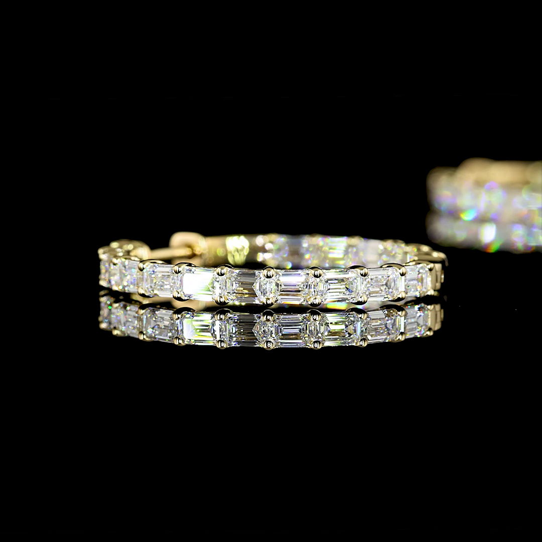 3-1/4ctw Prong Emerald Hoop Earrings