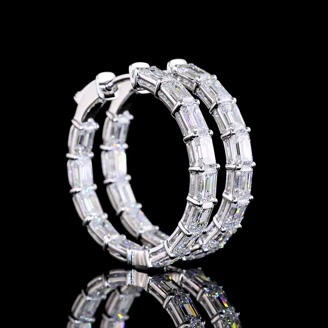 5ctw Prong Emerald Hoop Earrings