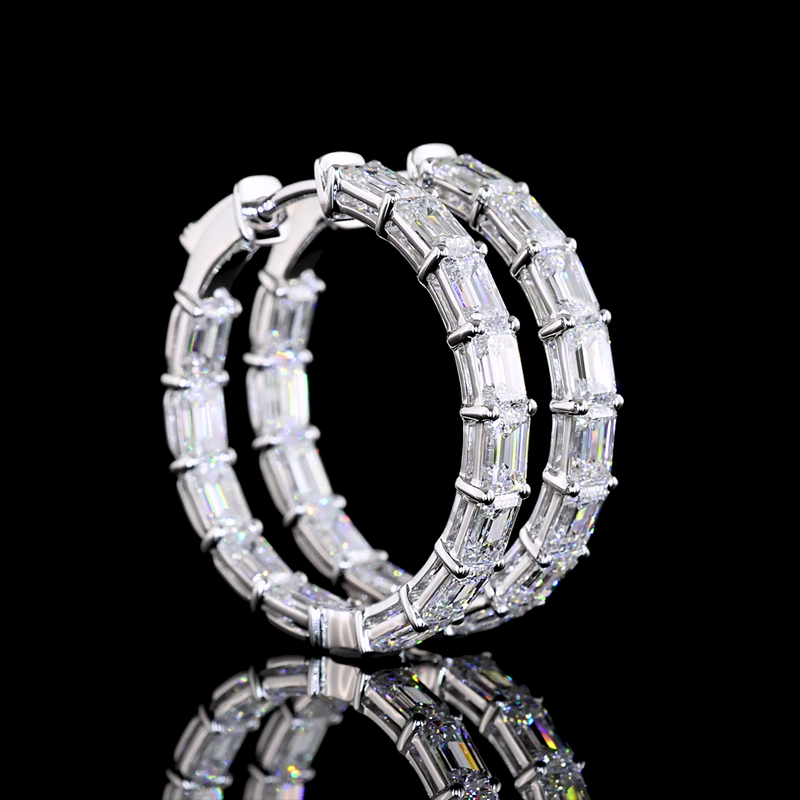 5ctw Prong Emerald Hoop Earrings